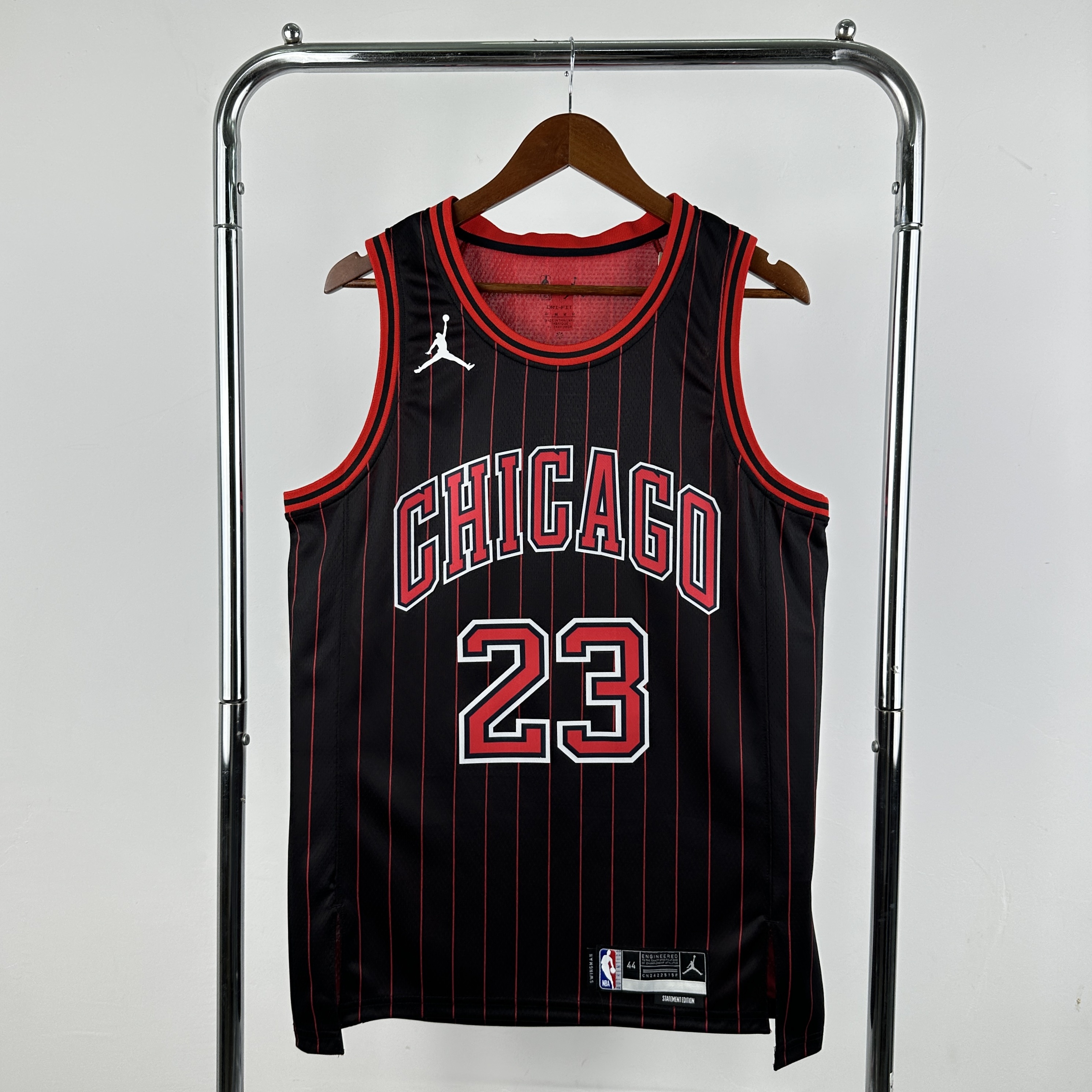 Chicago Bulls Michael Jordan Black Pinstripe Jersey